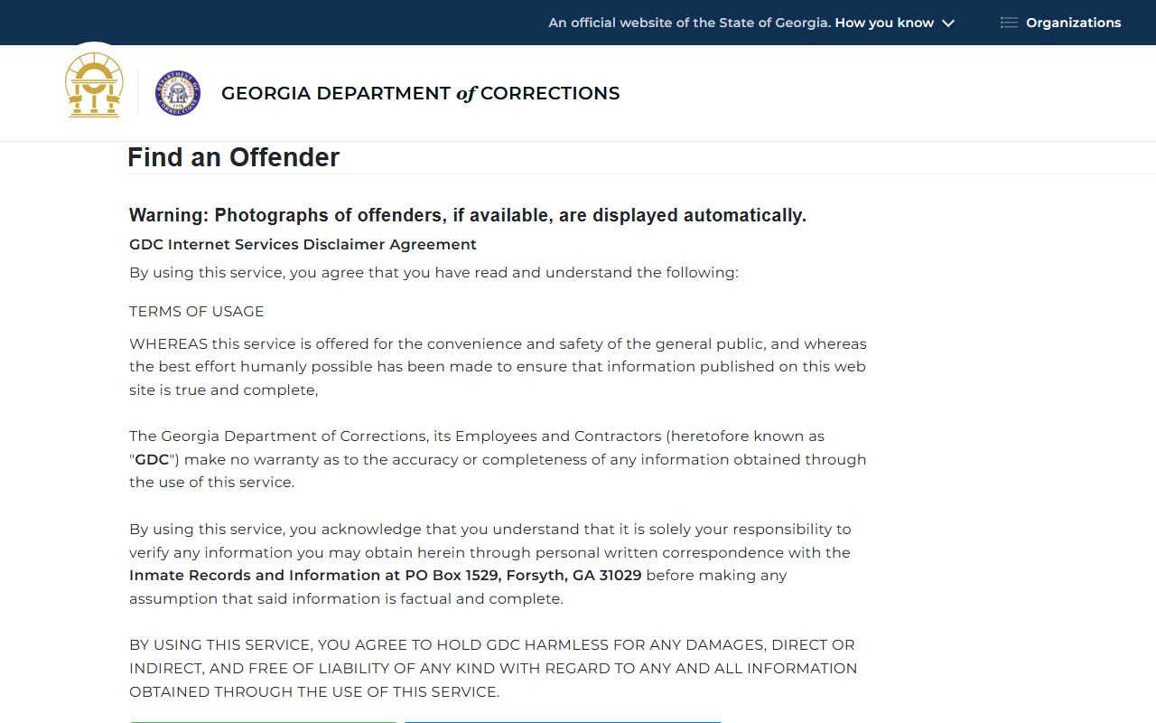 Georgia GDC offender query for Hancock County state prison inmate search