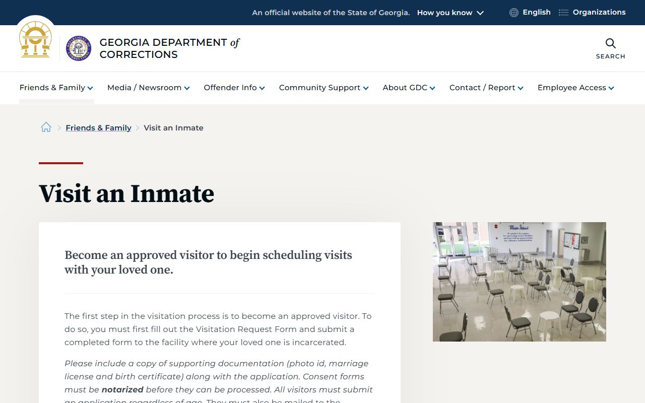 Hancock State Prison GDC visitation approval and inmate visit schedule