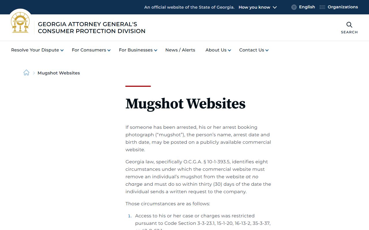 Hancock County jail mugshots Georgia commercial mugshot website removal law